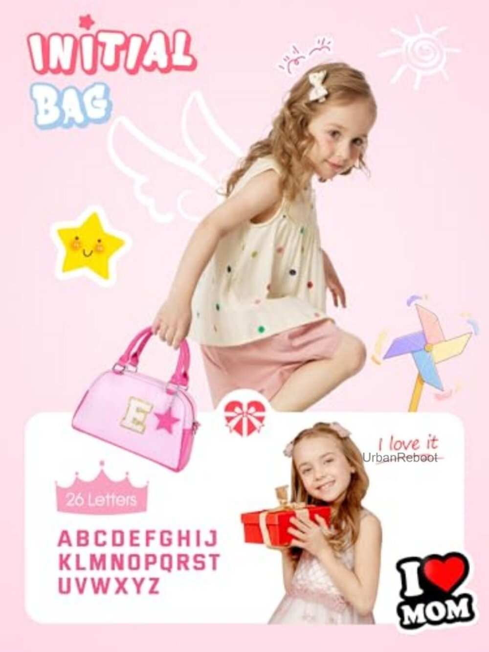 Girls Initial Monogrammed Crossbody Bag PU Leather Kids Purse Gift - Picture 3 of 5